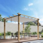 Pérgola Retráctil GlowSol PHO_335E977Xfv 10x10 pies Marco de Aluminio Beige