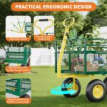 1400 LB. Steel Garden Cart, 3 in-1 Outdoor Metal Utility Wagon Cart with 13 in All-Terrain Tires, Mesh Removable Sides,