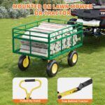 1400 LB. Steel Garden Cart, 3 in-1 Outdoor Metal Utility Wagon Cart with 13 in All-Terrain Tires, Mesh Removable Sides,