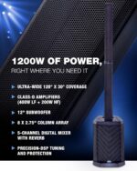 ALTO TS112C Sistema de altavoces PA de matriz de columna alimentada de 1200 W con mezclador digital de 5 canales, Blueto