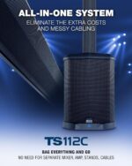 ALTO TS112C Sistema de altavoces PA de matriz de columna alimentada de 1200 W con mezclador digital de 5 canales, Blueto