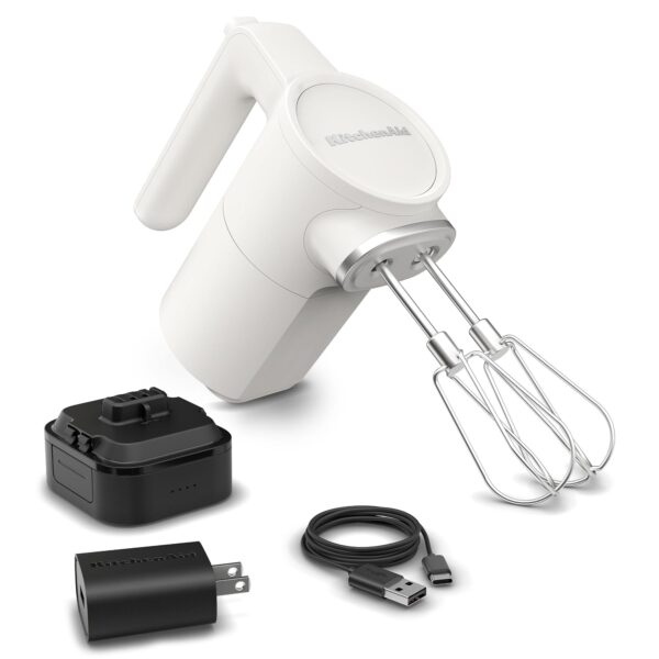 KitchenAid Batidora de mano inalámbrica Go - batería incluida, KHMR762, porcelana blanca