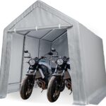 Carport EliteEdge WY-nPtfmJwmzTjeW-ytwigODg2o 8x14 Pies Gris Marco de Acero con Puertas Extraíbles