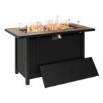 Mesa para Fogata de Propano Shintenchi R9016S 45 Pulgadas 50000 BTU Rectangular con Tapa y Protector de Viento de Vidrio