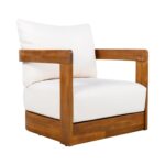 Juego de 2 Sillas para Exterior Christopher Knight Home Chloe Madera de Acacia Diseño de Bañera Curva Cojín Resistente a