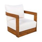 Juego de 2 Sillas para Exterior Christopher Knight Home Chloe Madera de Acacia Diseño de Bañera Curva Cojín Resistente a