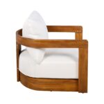 Juego de 2 Sillas para Exterior Christopher Knight Home Chloe Madera de Acacia Diseño de Bañera Curva Cojín Resistente a