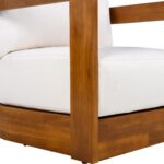 Juego de 2 Sillas para Exterior Christopher Knight Home Chloe Madera de Acacia Diseño de Bañera Curva Cojín Resistente a
