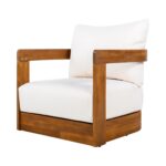 Juego de 2 Sillas para Exterior Christopher Knight Home Chloe Madera de Acacia Diseño de Bañera Curva Cojín Resistente a