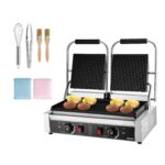 VEVOR Parrilla comercial Panini, máquina eléctrica de 3600 W, prensa de sándwiches dobles de acero inoxidable con mango