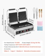 VEVOR Parrilla comercial Panini, máquina eléctrica de 3600 W, prensa de sándwiches dobles de acero inoxidable con mango