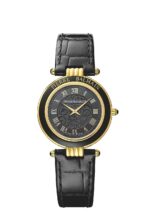 Reloj Balmain Alta Elegancia B81373212 PVD Amarillo Esfera Negra Correa de Cuero Cristal de Zafiro 30mm