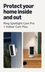 Kit Ring Spotlight Cam Pro Enchufe y Ring Indoor Cam Plus Blanco Video 4K Exteriores y 2K Interiores