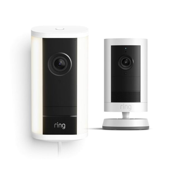 Kit de Cámaras de Seguridad Ring Spotlight Cam Pro Enchufe y Outdoor Cam Plus Batería Blanco