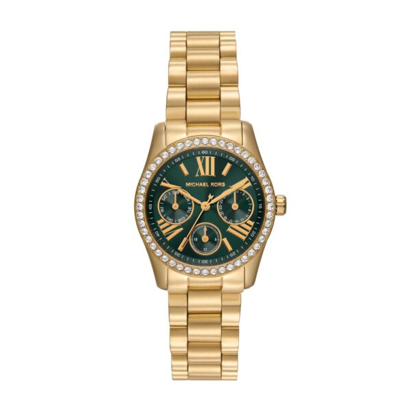 Reloj Michael Kors Lexington Lux MK4924 Mujer Acero Inoxidable Tono Dorado Esfera Verde 33 milímetros