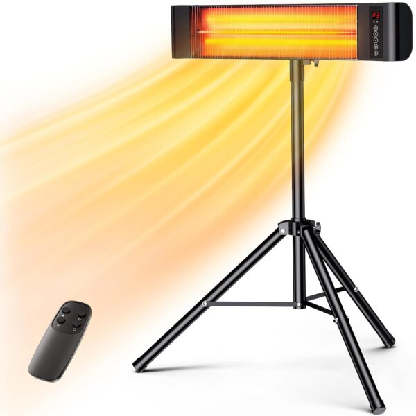 Calentador para Exteriores VAGKRI VA-OH02 Infrarrojo 1500W con Control Remoto Impermeable IP65 Montaje en Pared y Trípod