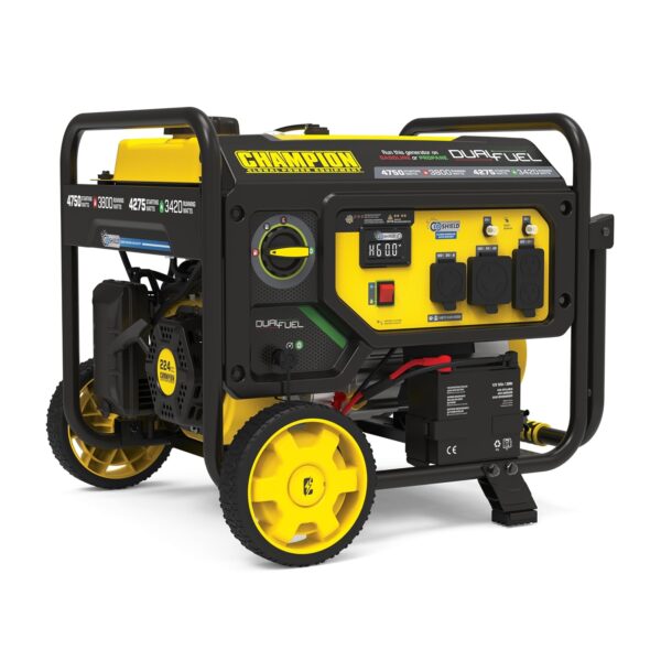 Generador Portátil Champion Power Equipment Modelo 201393 4750 Vatios Combustible Dual Arranque Eléctrico con CO Shield