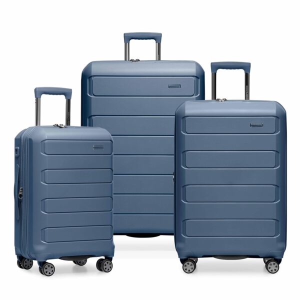 Juego de Maletas Traveler's Choice Pagosa TC09157SB Rígidas Expandibles con Ruedas Giratorias Azul Pizarra 3 Piezas 22 2