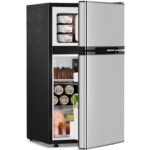 Antarctic Star - Refrigerador compacto con congelador, mini refrigerador de 2 puertas, estante ajustable, termostato aju