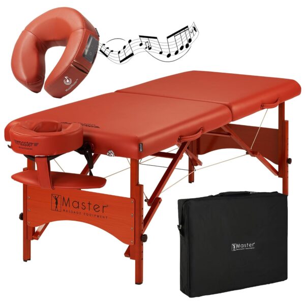 Mesa de Masaje Portátil Master Massage Fairlane 28 Pulgadas Color Canela con Cojín Facial Extra con Sonido Musical