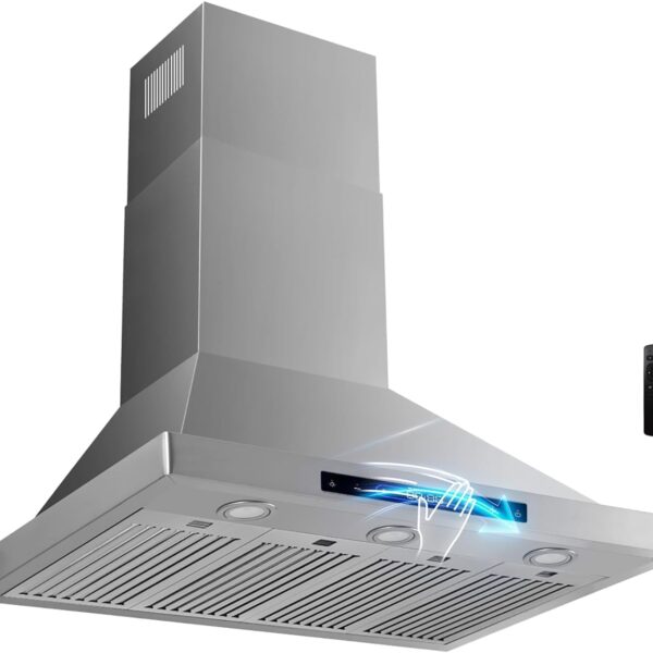 Campana de ventilación de 48 pulgadas de montaje en pared mejorada con motores duales convertibles, 1500 CFM, acero inox
