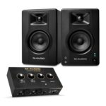 Paquete de Monitores de Estudio M-AUDIO BX4 con Interfaz de Audio HD Dual XLR y Bluetooth 4.5 Pulgadas 120 Watts