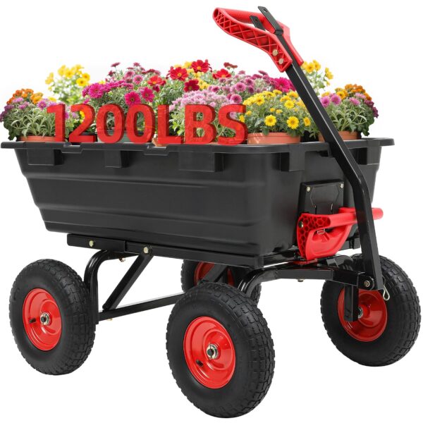 Ultym - Carro de volquete de jardín de 1200 libras, carrito de remolque resistente de 7 pies cúbicos con enganche, carro
