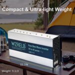 Inversor de Onda Sinusoidal Pura WZRELB SE5000W36V 5000W 36V DC a 120V AC 10000W Pico Pantalla LED 4 Tomas Terminal de C