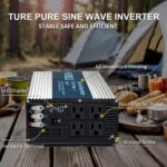 Inversor de Onda Sinusoidal Pura WZRELB SE5000W24V 5000W 24V DC a 120V AC Pantalla LED 4 Salidas