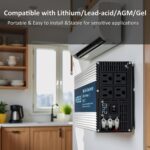 Inversor de Onda Sinusoidal Pura WZRELB SE5000W24V 5000W 24V DC a 120V AC Pantalla LED 4 Salidas
