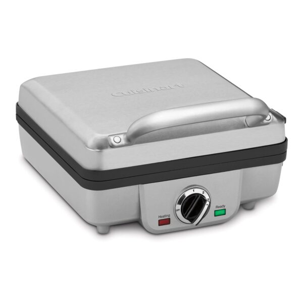 Cuisinart Máquina de gofres belga con placas para tortitas, placas antiadherentes, 6 niveles de tostado, luces indicador