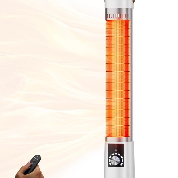 Calentador de Patio AEROZY SH03 Eléctrico Infrarrojo 1500 Watts Oscilación 60 Grados 9 Niveles de Calor Color Blanco