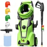 Lavadora a Presión Toyqqeow JX12 5000 PSI Verde con Cañón de Espuma 4 Boquillas Manguera de 33 Pies