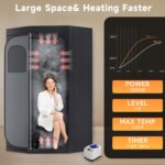 Fulove Caja de Sauna de Vapor Portátil F-8613 con Silla Plegable 9 Niveles Alto 5.9 Pies Color Negro