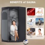 Fulove Caja de Sauna de Vapor Portátil F-8613 con Silla Plegable 9 Niveles Alto 5.9 Pies Color Negro