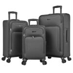 Juego de Equipaje World Traveler Dejuno Jasper 252414DJ-CHARCOAL 3 Piezas Expandible Carbón Vegetal Poliéster