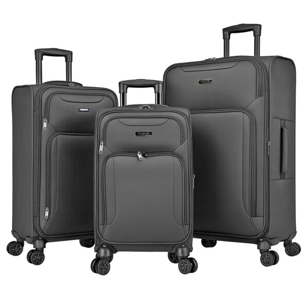 Juego de Equipaje World Traveler Dejuno Jasper 252414DJ-CHARCOAL 3 Piezas Expandible Carbón Vegetal Poliéster