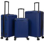 Juego de Equipaje World Traveler Dejuno Abrams 3 Piezas Marino ABS Ruedas Giratorias 8 Mango Telescópico