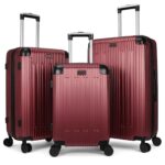 Juego de Maletas World Traveler Dejuno Cornwall 3 Piezas Giratorias Borgoña ABS