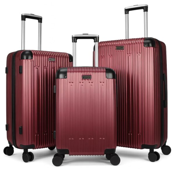 Juego de Maletas World Traveler Dejuno Cornwall 3 Piezas Giratorias Borgoña ABS