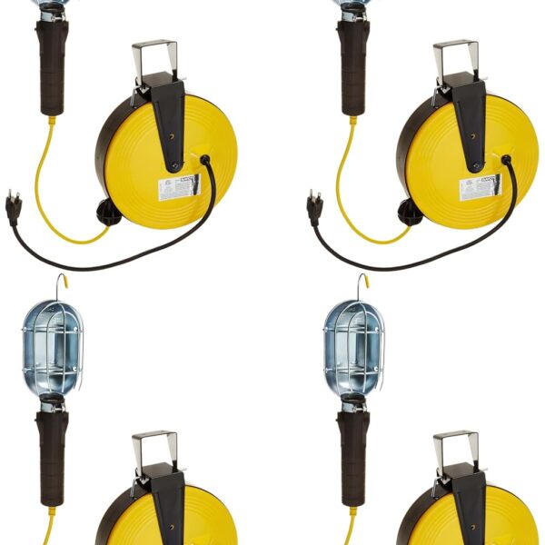 Bayco SL-851 Professional Series - Luz incandescente de metal en carrete de metal de 50 pies, amarillo (paquete de 4)