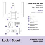 SONGZHIHAO Lock Scout Straight Lever with Round Trim Hall and Closet Door Handle, Matte Black Finish, 16 Pack