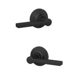 SONGZHIHAO Lock Scout Straight Lever with Round Trim Hall and Closet Door Handle, Matte Black Finish, 16 Pack