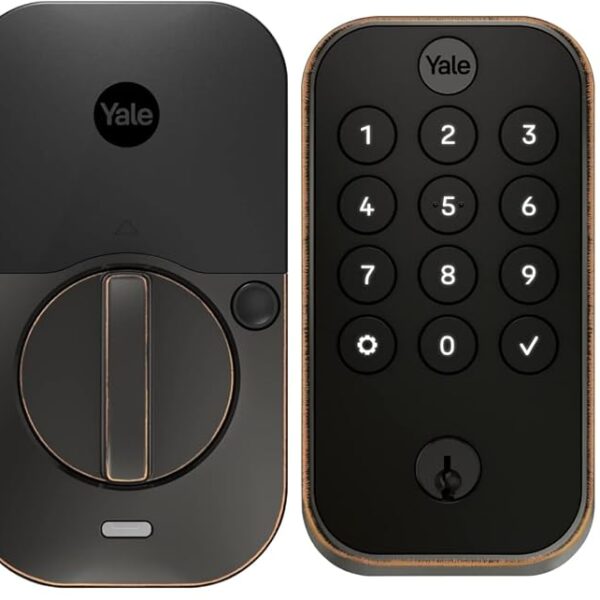 Yale Assure Lock 2 - Cerradura de puerta con código de teclado de bronce aceitado con onda Z y llave de respaldo para pu