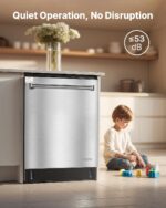 VEVOR Lavavajillas integrado de 24 pulgadas, bañera de acero inoxidable, 14 ajustes de lugar y 8 programas de lavado, la