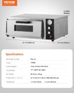 Horno de pizza eléctrico VEVOR, hornos de pizza comerciales de 18 pulgadas, temperatura máxima de 842°F, horno de pizza