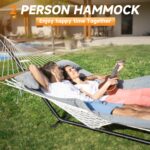 Hamaca Everyfun DC300 para 2 Personas con Soporte Ajustable Cuerda de Algodón Cojín de Poliéster Color Gris con Bolsa de