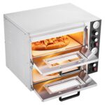 VEVOR Horno de pizza eléctrico, horno de pizza comercial de doble cubierta de 18 pulgadas, temperatura máxima de 842 °F,