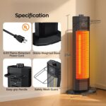 Calentador Eléctrico de Patio Nfccra UEH510 Torre Infrarroja 27 Pulgadas 1200W IPX5 Negro Ónix