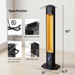 Calentador Eléctrico para Patio Nfccra UEH500 Torre Infrarroja 42 Pulgadas 1500W IPX5